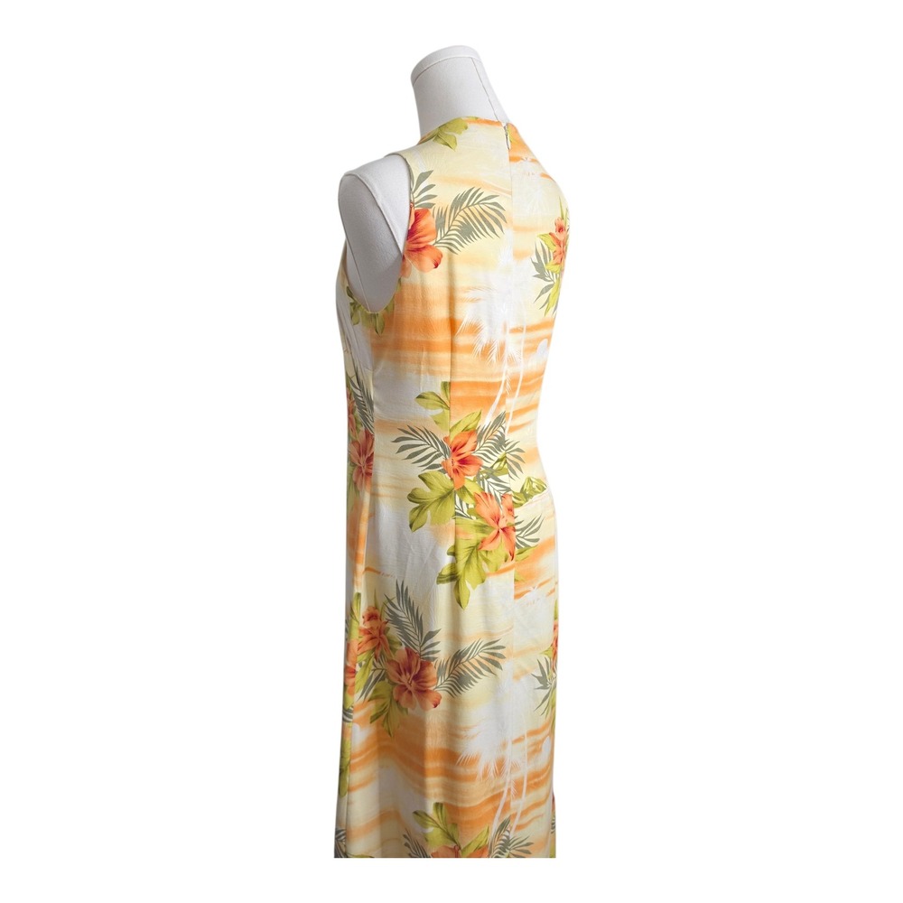 Tommy Bahama Vintage Orange Silk Tropical Floral Palm Tree Sunset‎ Maxi Dress 4 - Picture 5 of 12